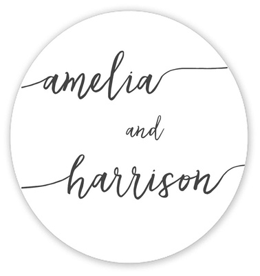 Charcoal Swoosh Names Round Gift Stickers